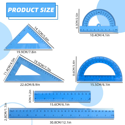 30cm Ruler Measuring and Drawing Kit with Straight Ruler Protractor and Triangle Set