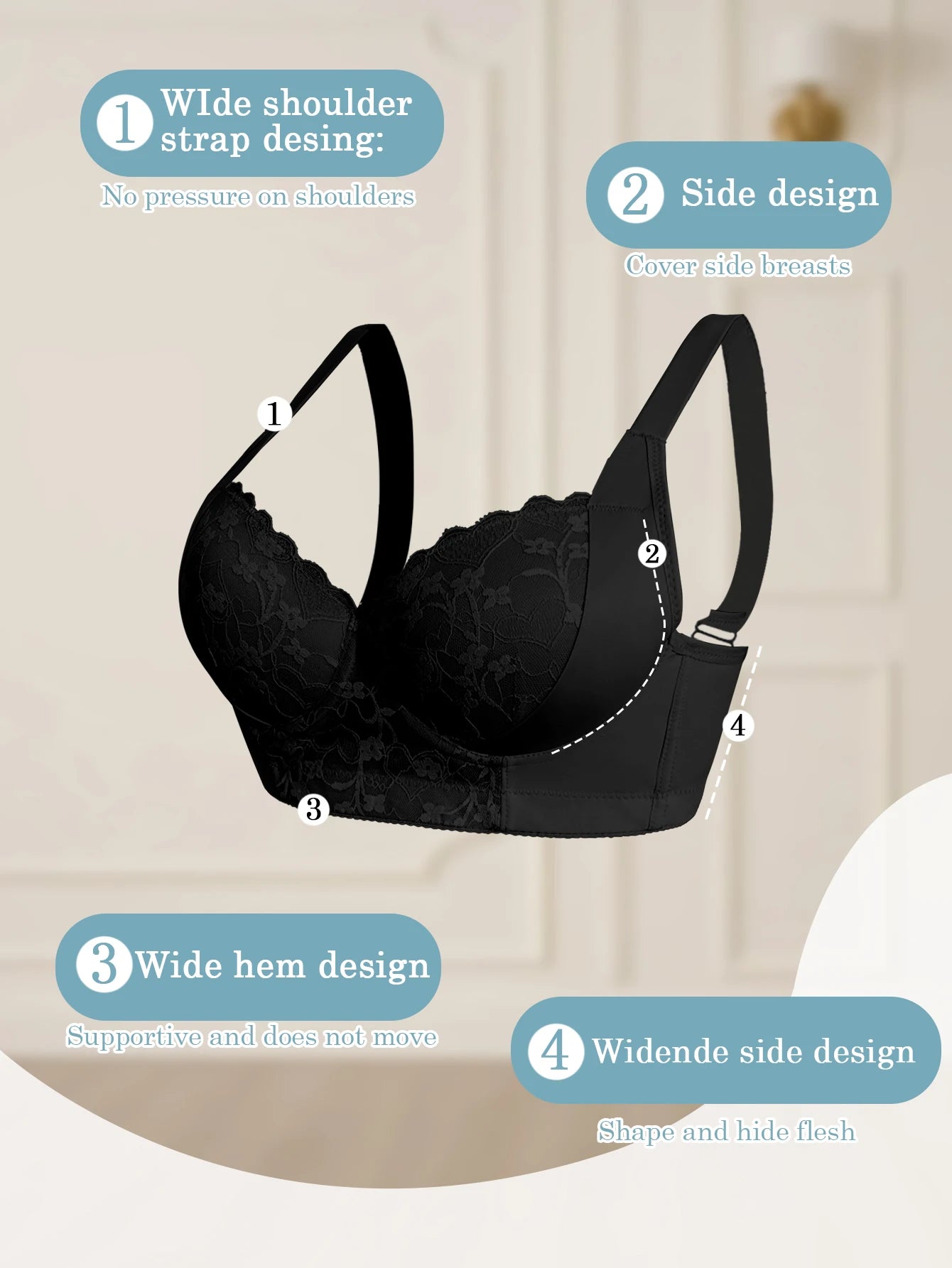 Sexy A B C D Cup Lace Bra Floral Splicing Bra Lingerie