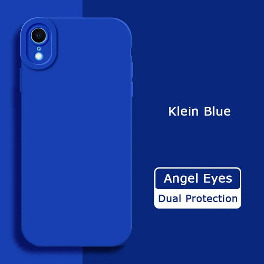 Angel Eyes Liquid Silicone Phone Case for iPhone X XR XS Max Full Protective Soft Waterproof Mobile Cover