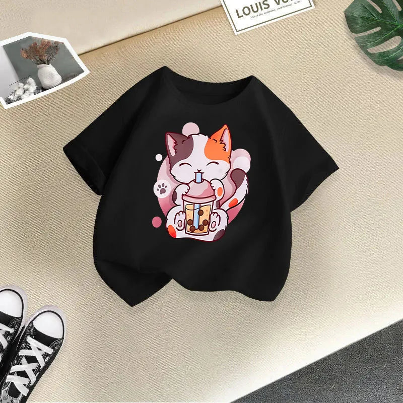 Cat Candy Funny Short Sleeve Baby Girl T-shirt