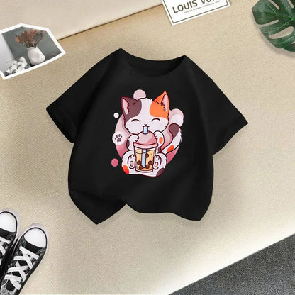 Cat Candy Funny Short Sleeve Baby Girl T-shirt