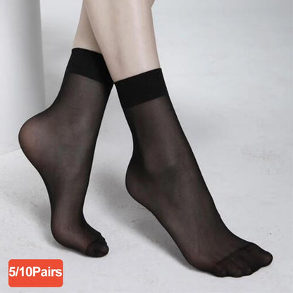 5/10 Pairs Thin Silk Transparent Sexy Socks Set