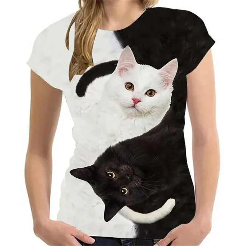3D Mysterious Cat Short Sleeves  T-Shirt