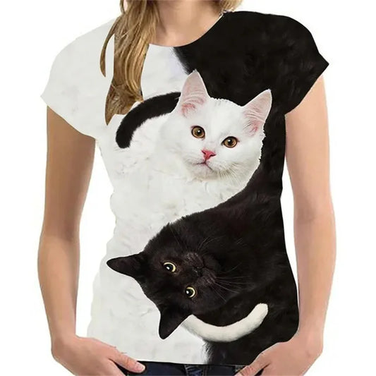 3D Mysterious Cat Short Sleeves  T-Shirt