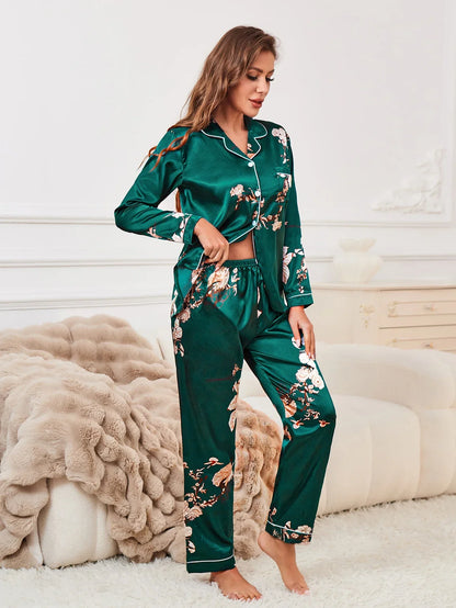 Piping Satin Pajama Set