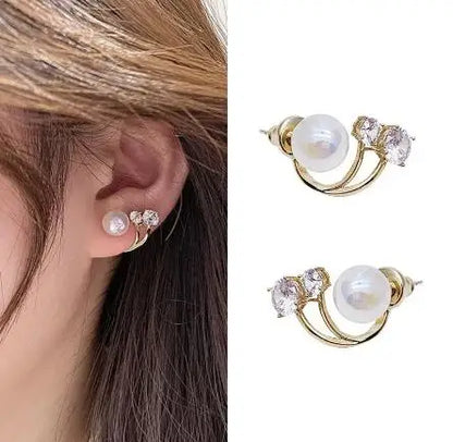 Hollow Out Leaves Crystal Ear Stud Earring