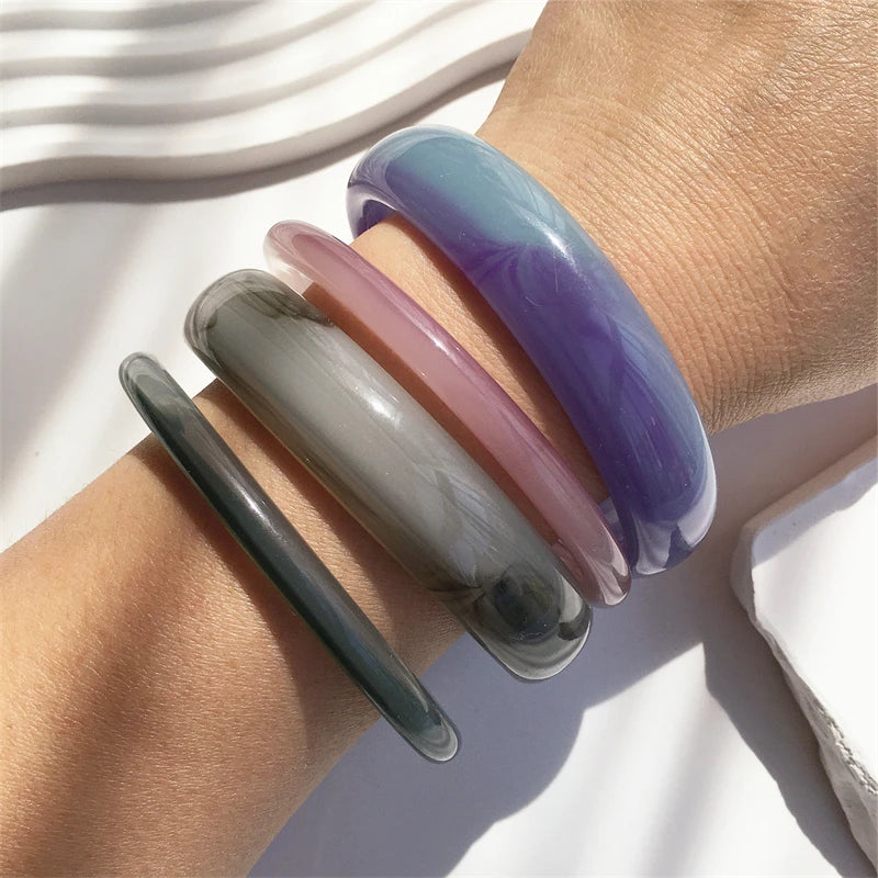 4-Piece Marble Acrylic Resin Bracelet