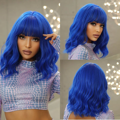 Wavy Bob Short Blonde Dark Roots Wigs