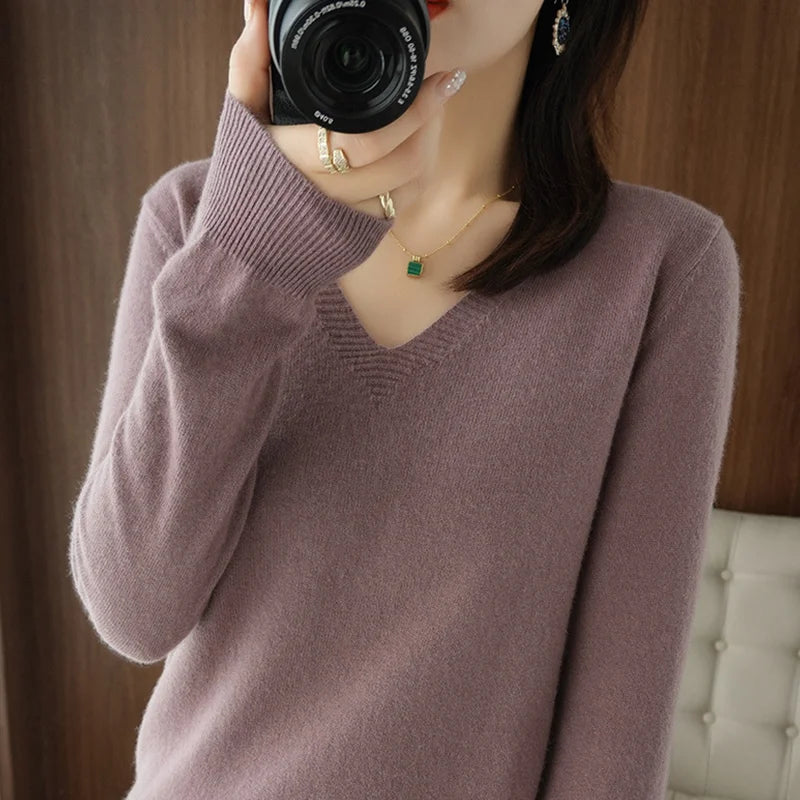 Cashmere V-neck Pullover
