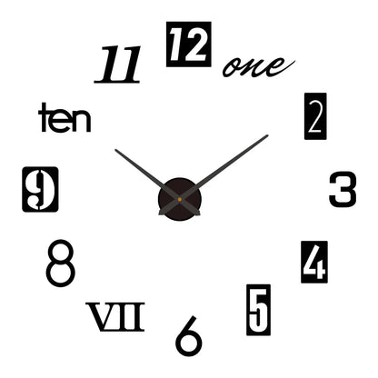Large Wall 3D DIY Quartz Acrylic Mirror Stickers Clocks
