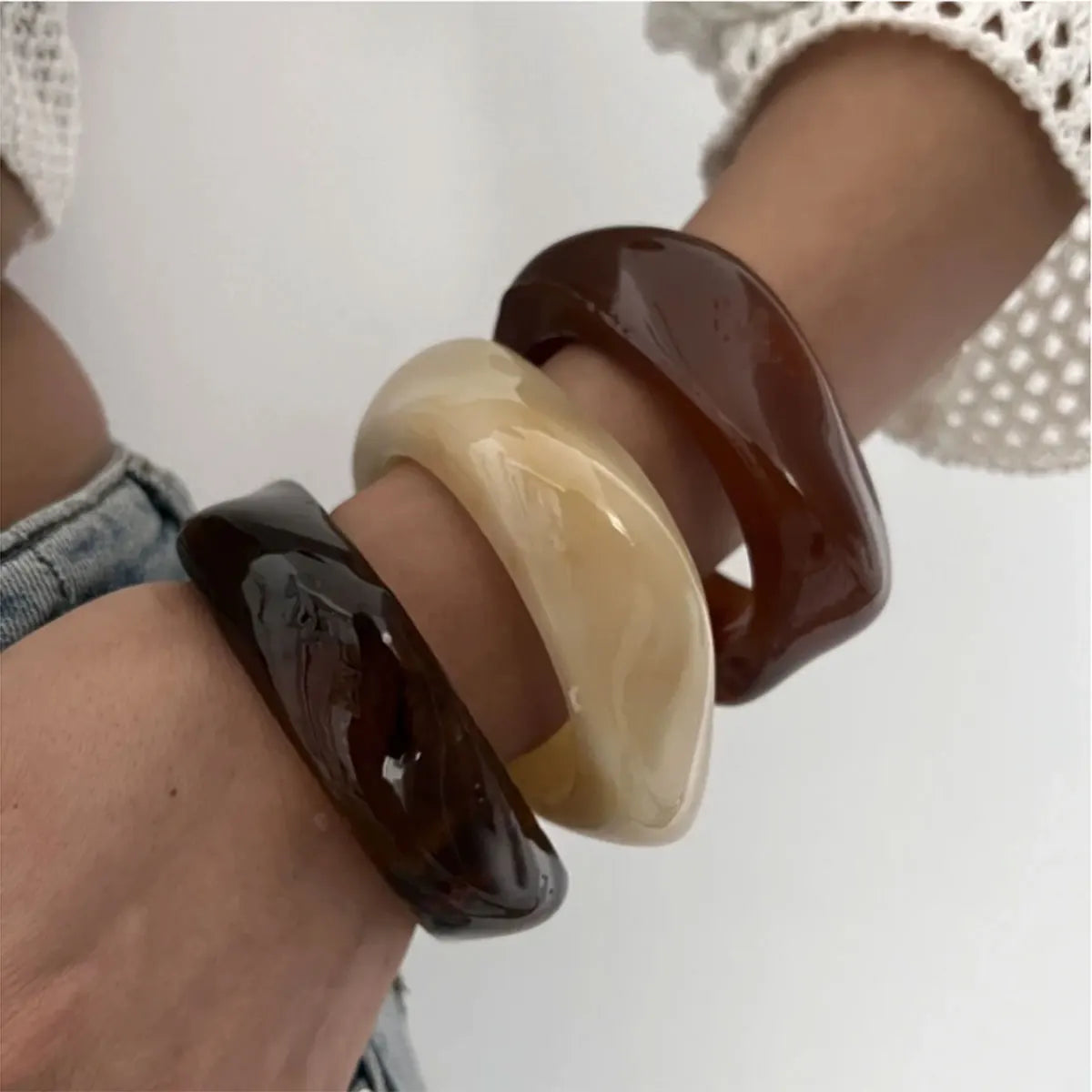 DANA Punk Brown Coffee Wide Cuff Bracelet