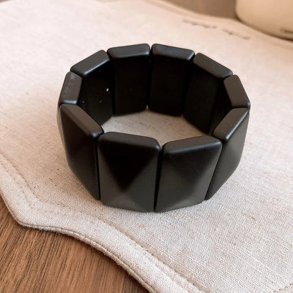 Vintage Solid Square Wide Acrylic Bangles Charm Stretch Resin Cuff Bracelets
