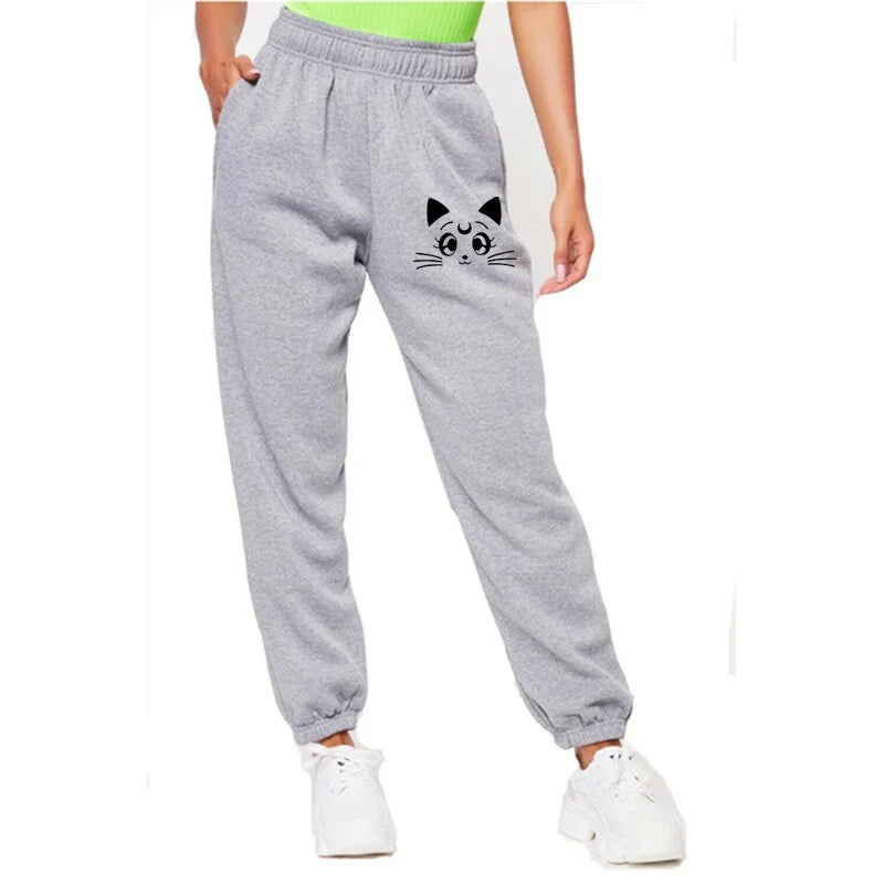 Cat Printed Sport Loose Fit Joggers Pants