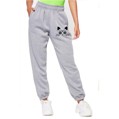 Cat Printed Sport Loose Fit Joggers Pants