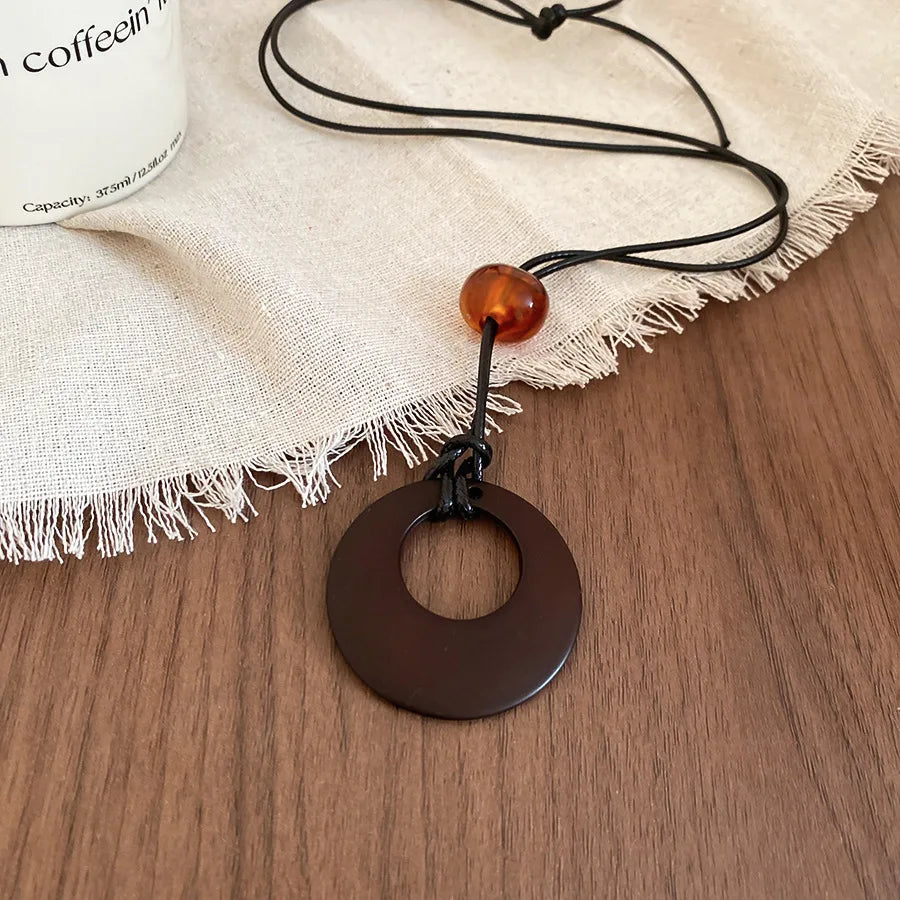 Black Coffee Round Water Drop Resin Necklaces