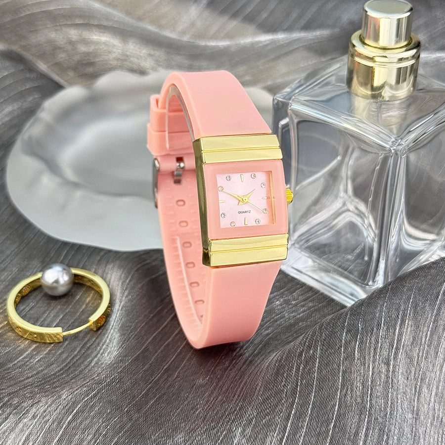 Square Silicone Quartz Small Watch