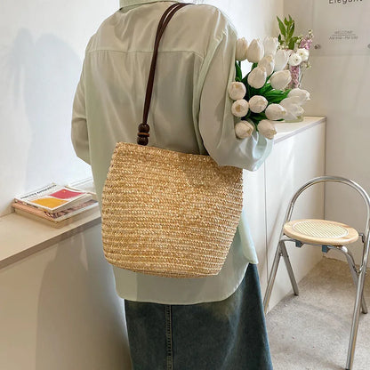 Casual Straw Woven Shoulder Wicker Handmade Beach Bag