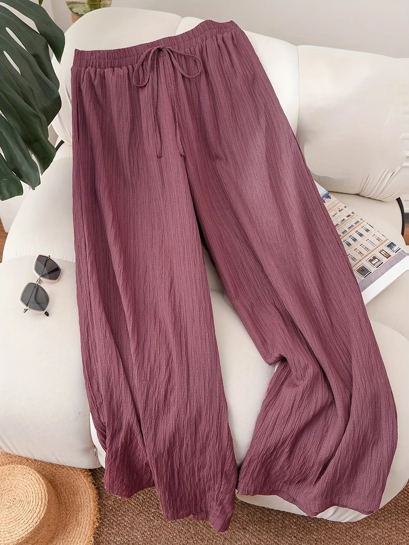 Plus Size Elastic Waist Loose Fit Casual Pants