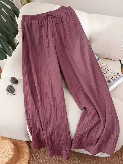 Plus Size Elastic Waist Loose Fit Casual Pants