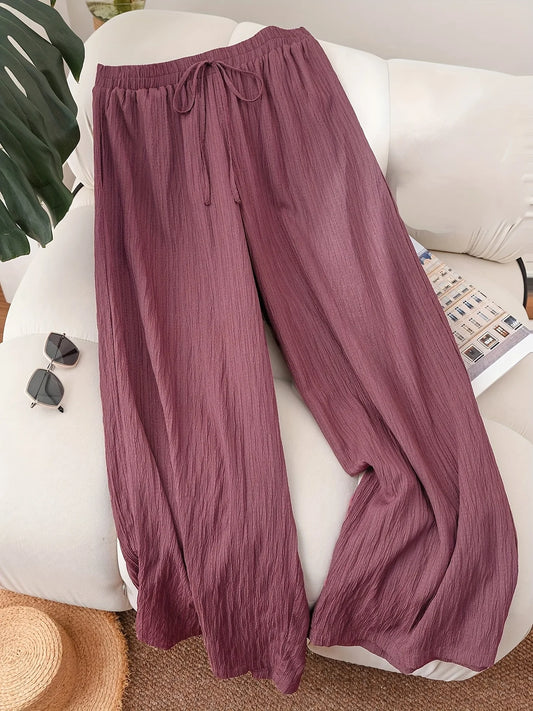 Plus Size Elastic Waist Loose Fit Casual Pants