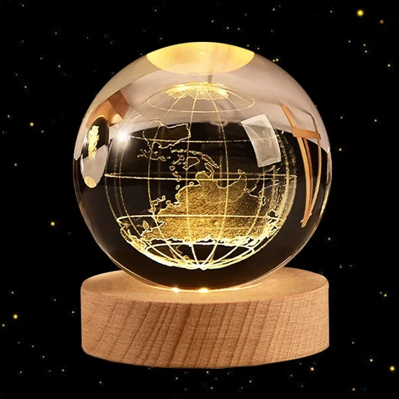 6cm 3D Crystal Ball Glass Ball Planet Earth