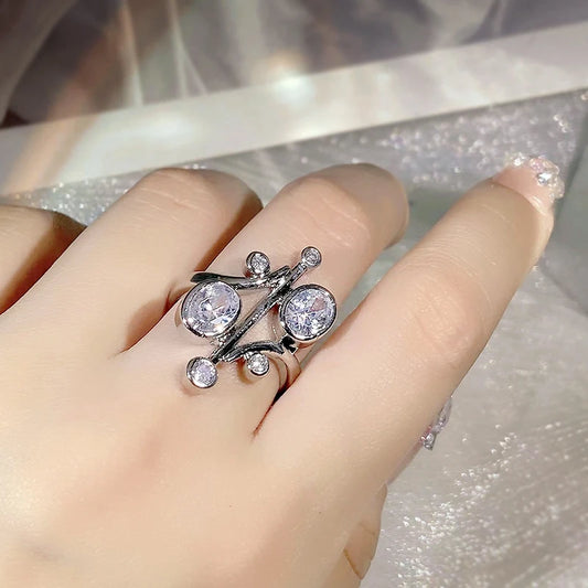 925 Silver Classic Geometric Zircon Oval Zircon Ring