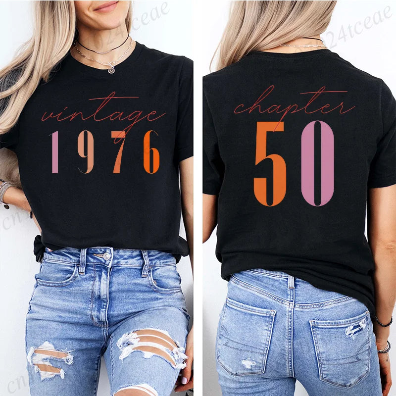 Vintage 50th Birthday Aesthetic Classic 1976 Graphic 50 Bday Shirts