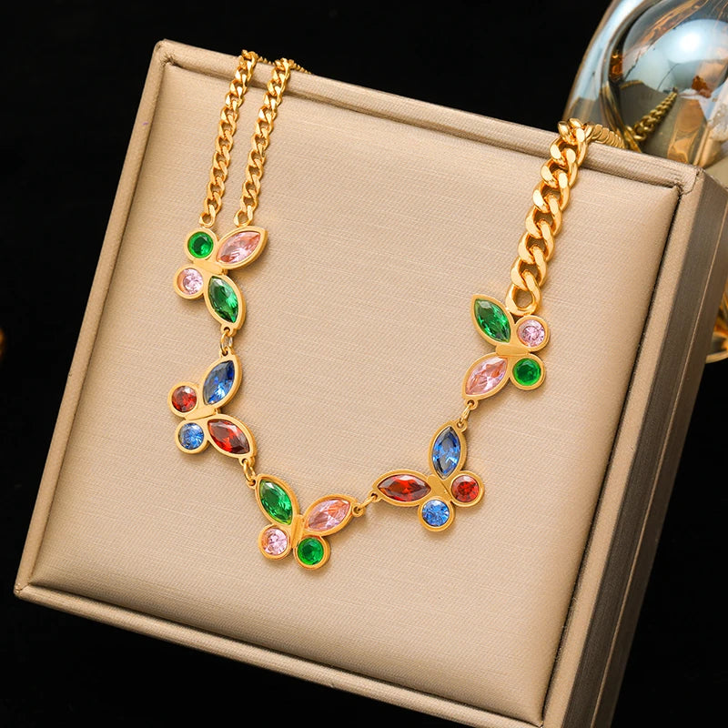 Stainless Steel Gold Color Thick Link Chain Necklace