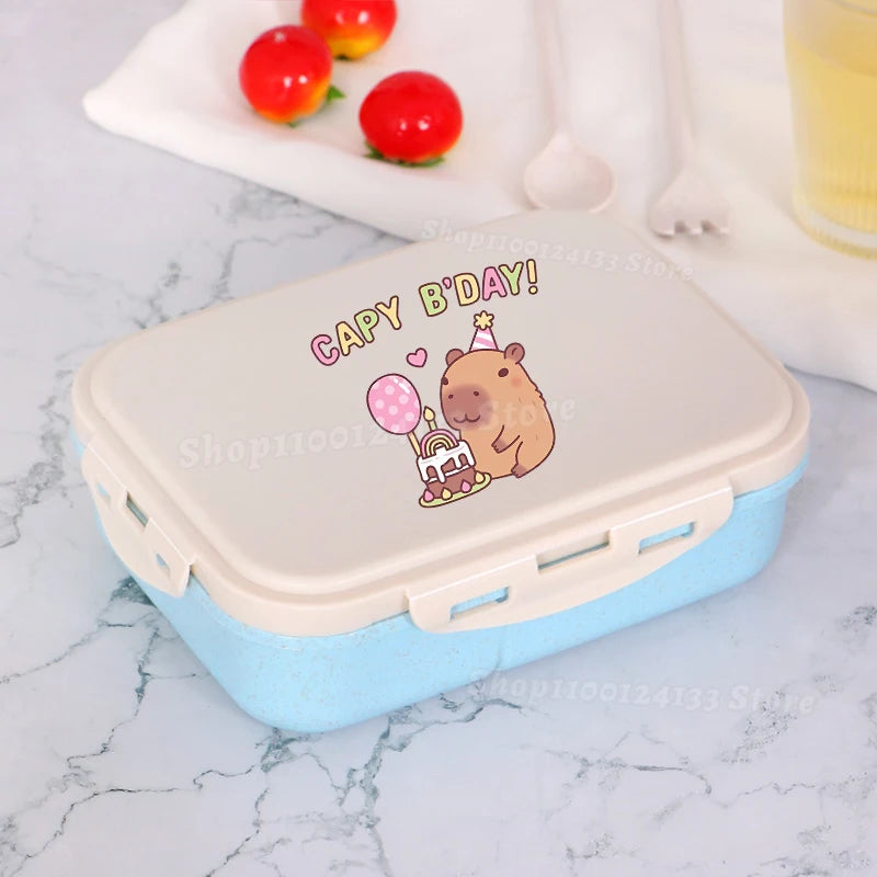 Capybara Lunch Boxes Kids Cute Anime Print Separate Lunch Box