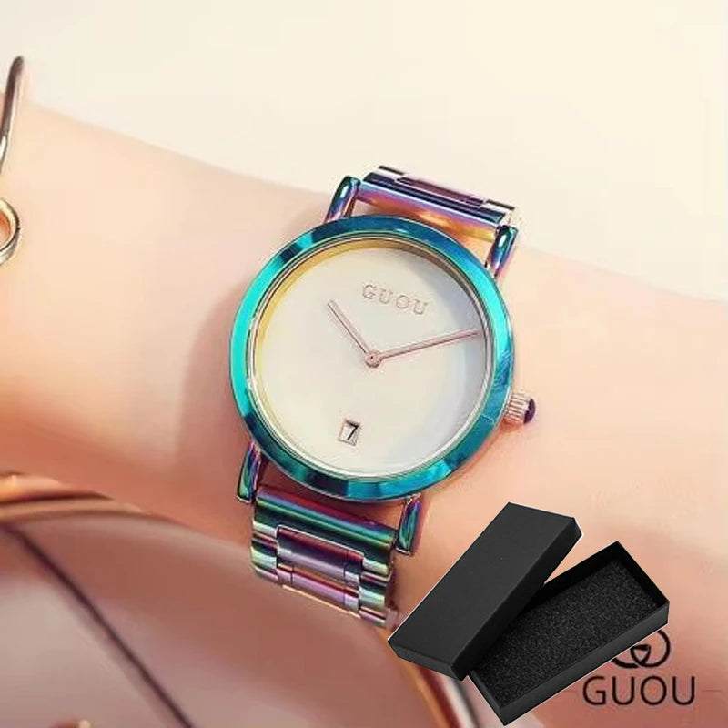 Luxury Stainless Steel Colorful Straps Purple Watches