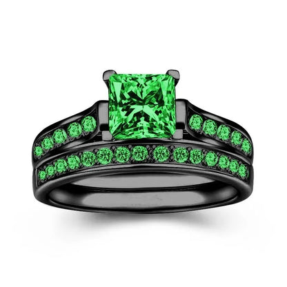 Charm Couple Romantic Purple Rhinestones CZ Rings Set