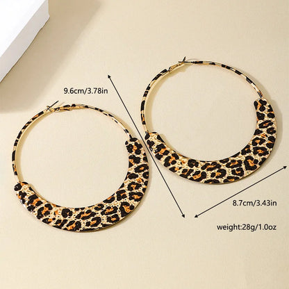 Metal Leopard Print Clip On Hoop Classic Timeless  Earrings