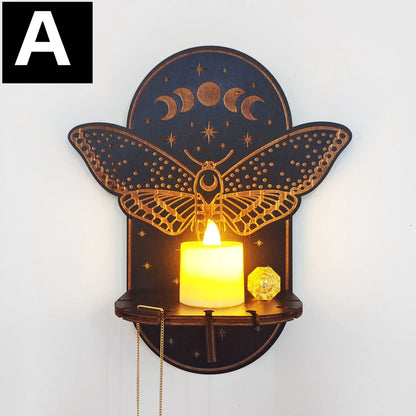 Wall Hanging Candlestick Wooden Carving Decor