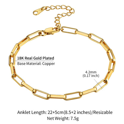 U7 Ankle Cuban Link Snake Figaro Bracelets