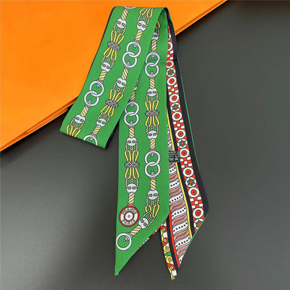 Zebra In Flowers Scarf Luxury Silk Scarf Hair Headband Foulard Skinny Scarves