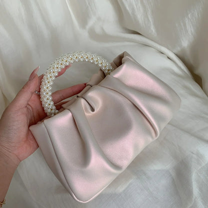 Pearl Handle Clutch Purse Handbags Luxury Square Shoulder Bags