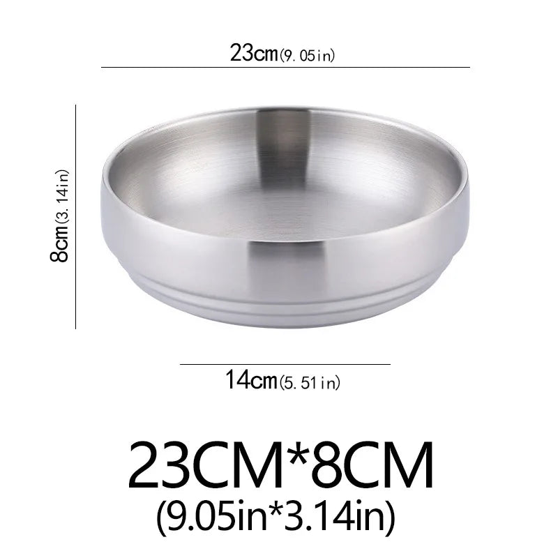 Stainless Steel Double Layer Cold Noodle Salad Bowl Fruit Bowl