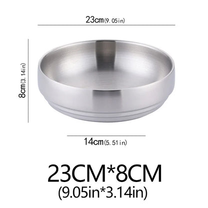 Stainless Steel Double Layer Cold Noodle Salad Bowl Fruit Bowl