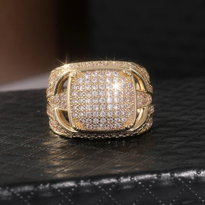 Exquisite Gold Color Inlaid White CZ Women Rings