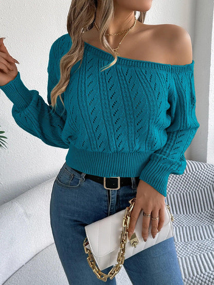 Casual Elegant Slash Neck Off shoulder Long Sleeved Pullover