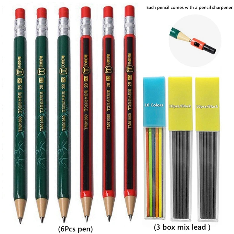 Mechanical Pencils Set 2B 2.0mm Automatic Student Drawing Pencil