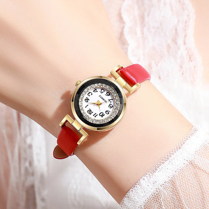 Small Arabic Casual Leather Strap Watch