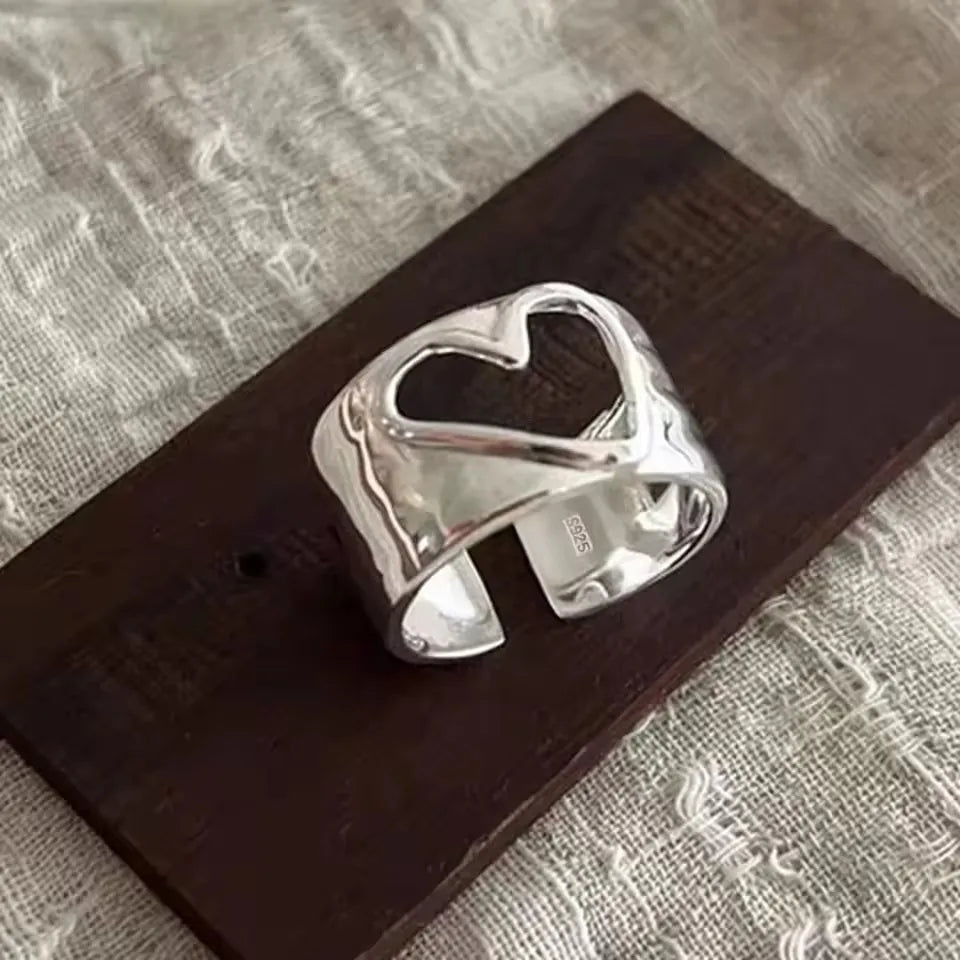 Sam Panda 925 Sterling Silver Simple Vintage Big Ball Ring