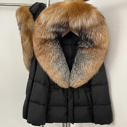 Real Fox Fur Puffer Jacket Coat