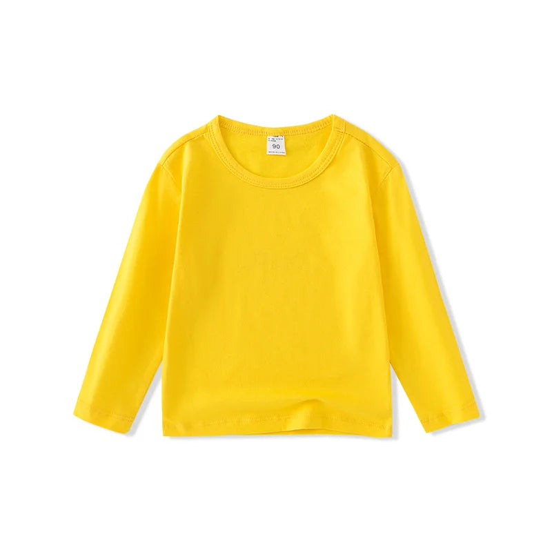 Autumn Spring Cotton T-shirt Tees Long Sleeve White Shirt Kids Tops