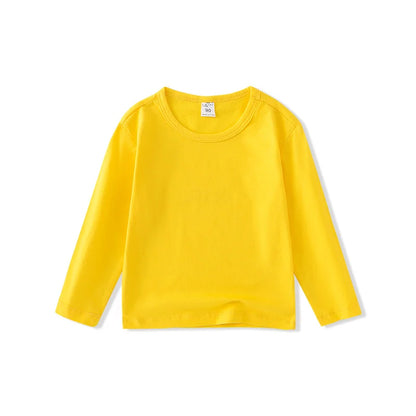 Autumn Spring Cotton T-shirt Tees Long Sleeve White Shirt Kids Tops