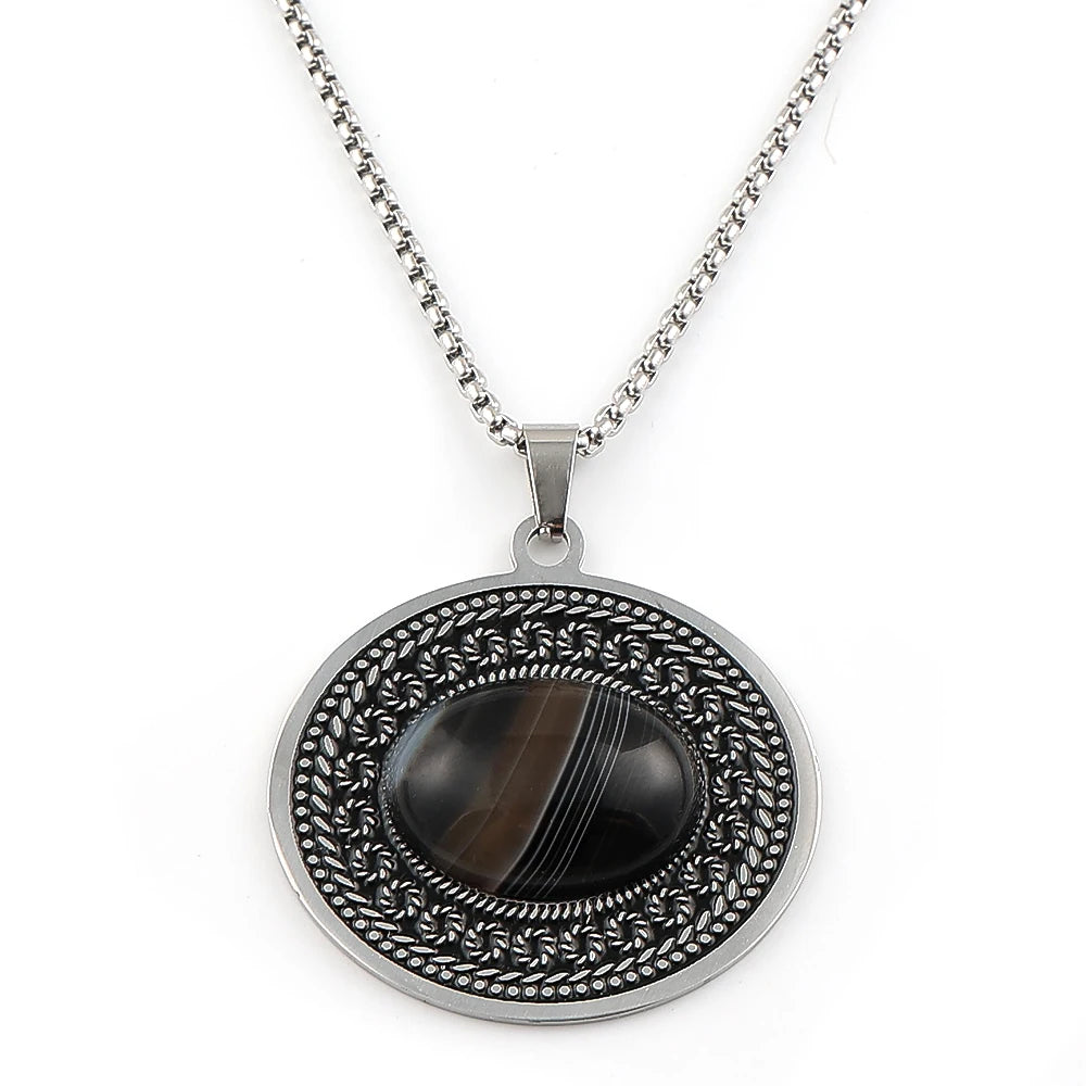 Stainless Steel Bohemia Natural Stone Vintage Necklaces