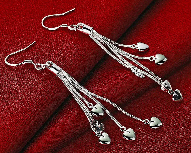 925 Sterling Silver Upper Heart Earrings