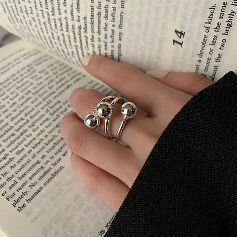 925 Sterling Silver Retro Hollow Wave Punk Hiphop Bohemia Rings