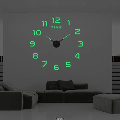 Large Wall Clock 3D DIY Quartz Acrylic Mirror Stickers Clocks